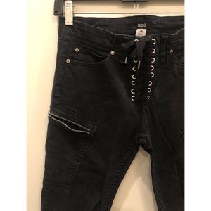 Lace Up Crotch Zipper Skinnies